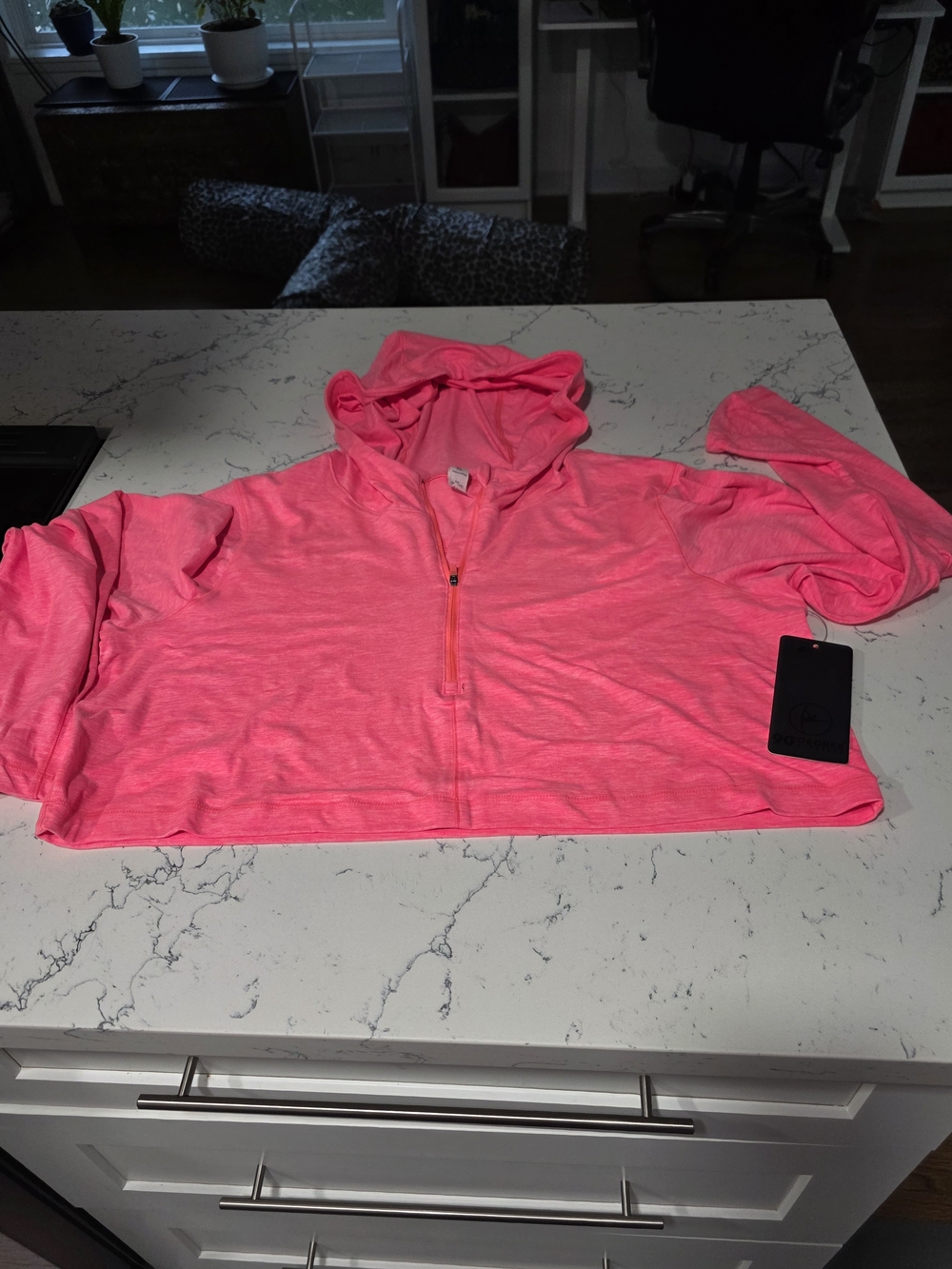 Women’s Neon Pink Long Sleeve Hooded Zip Top